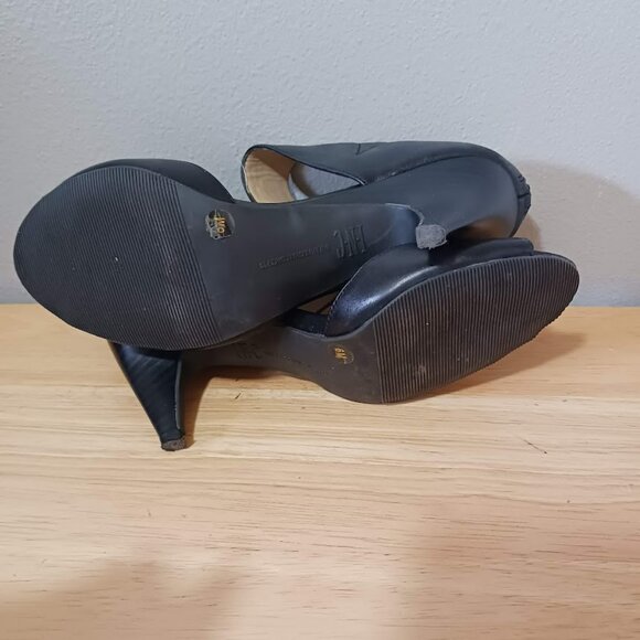 INC International Concepts Black Peep Toe Heels Zipper Back Size 6 - Picture 5 of 9